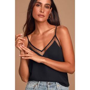 Lulus Sweet Fling Black Mesh Tank Top - Size XS
